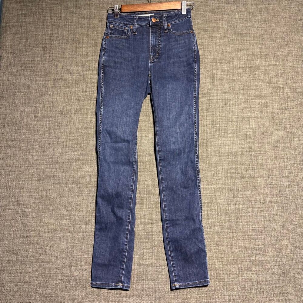 Womens Madewell The Perfect Straight Denim Jeans dark blue wash size 23 tall